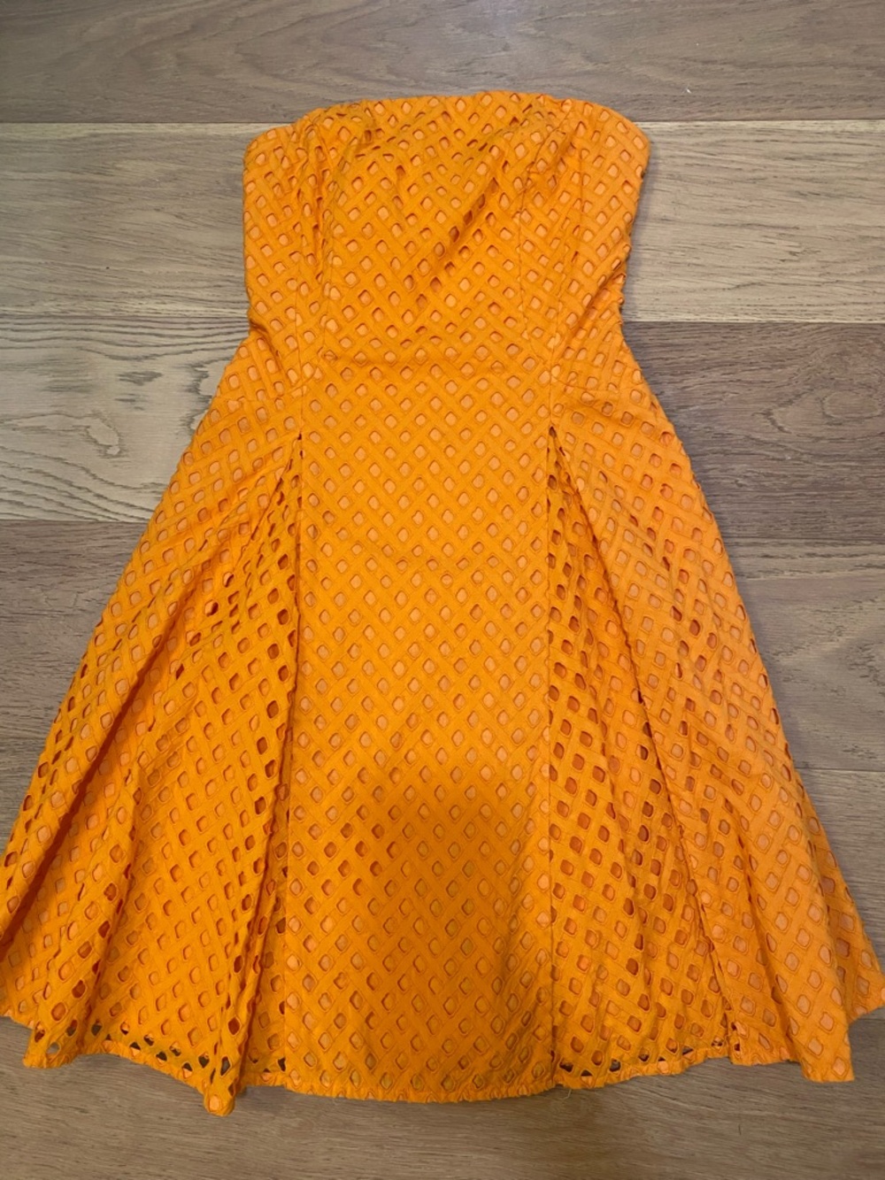 Maeve Anthropologie Strapless Orange Eyelet Fit-and-Flare Dress women’s 2 VGUC